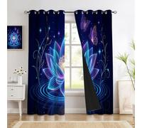 CEDNXOER Arte Fantastica Floreale Tende Oscuranti Termiche Isolanti per Interni 2 Pezzi con Occhielli 120L x 200A cm,Tenda Morbida Rosa Blu Radiosa per Soggiorno e Camera da Letto,Blu Scuro