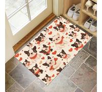 CEDNXOER Beige Zerbino Interno, Zerbino Ingresso a Pelo Corto Amore Animali, Tappetino Antiscivolo Lavabile in Lavatrice, Stampa Boston Terrier Tappetino d'Ingresso per Cane 50 x 80 cm