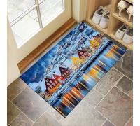 CEDNXOER Città Porti Zerbino Natalizio, Tappeto In Inverno Il Lago, Tappeto Cucina Antiscivolo Blu, Tappeti Natalizi per le Vacanze, Cucina, lavanderia, 40 x 60 cm