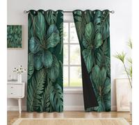 CEDNXOER Elegante Botanico Tende Oscuranti Termiche Isolanti per Interni 2 Pezzi con Occhielli 120L x 200A cm,Tenda Morbida Fico Foglia Violino Monstera per Soggiorno e Camera da Letto,Verde