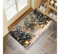 CEDNXOER Fiabe Piante Zerbino Natalizio, Tappeto Albero Natale Moderno, Tappeto Cucina Antiscivolo Giallo, Tappeti Natalizi per le Vacanze, Cucina, lavanderia, 80 x 120 cm