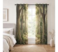CEDNXOER Foresta Luce E Ombra Tende Oscuranti Termiche Isolanti per Interni 2 Pezzi con Occhielli 140L x 240A cm,Tenda Morbida Fogliame Fitto per Soggiorno e Camera da Letto,Giallo