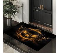 CEDNXOER Halloween Zerbino Male Zucca Nebbia Interno Antiscivolo Zerbino Di Benvenuto Per Ingresso Bagno Cucina, Lanterna Zucca Dorata Decorazioni Di Halloween 90 x 150 cm