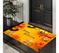 CEDNXOER Halloween Zerbino Pipistrello Scatola Regalo Interno Zerbino Antiscivolo Di Benvenuto Per Ingresso Bagno Cucina, Zucca Dell'Orrore Decorazioni Di Halloween 50 x 80 cm