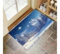 CEDNXOER La Natura Il Cielo Stellato Zerbino Natalizio, Tappeto Montagne Foreste, Tappeto Cucina Antiscivolo Blu, Tappeti Natalizi per le Vacanze, Cucina, lavanderia, 40 x 60 cm