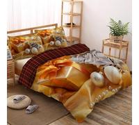 CEDNXOER Natale Copripiumino Matrimoniale Lusso Nastro, Set di Biancheria da Letto Moderno Pigna in Microfibra Morbido, 3 Pezzi Copri Piumino 220x240cm con 2 Federe 50x75cm con Cerniera