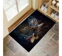 CEDNXOER Nero Zerbino Interno, Zerbino Ingresso a Pelo Corto Astratto Animale, Tappetino Antiscivolo Lavabile in Lavatrice, Stampa Aquila Volante Tappetino d'Ingresso per Cane 90 x 150 cm