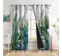 CEDNXOER Piante Tropicali Tende Oscuranti Termiche Isolanti per Interni 2 Pezzi con Occhielli 140L x 260A cm,Tenda Morbida Acquerello Uccello Del Paradiso per Soggiorno e Camera da Letto,Grigio