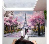CEDNXOER Rosa Zerbino Interno, Zerbino Ingresso a Pelo Corto Città Camminare, Tappetino Antiscivolo Lavabile in Lavatrice, Stampa Strade Di Parigi Tappetino d'Ingresso per Cane 50 x 70 cm