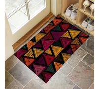 CEDNXOER Rosso Zerbino Interno, Zerbino Ingresso a Pelo Corto Astratto Geometrico, Tappetino Antiscivolo Lavabile in Lavatrice, Stampa Africa Triangolo Tappetino d'Ingresso per Cane 40 x 60 cm