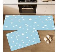 CEDNXOER Set di 2 Tappeti da Cucina Antiscivolo, Stelle Dei Cartoni Animati Antiscivolo Antifatica Resistente alle Macchie Semplice Illustrazione, Passatoia Cucina Lavabile Tappeti, 40×60cm+40×120cm