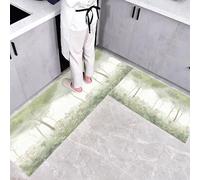 CEDNXOER Tappetini da Cucina 2 pezzi 43×75cm+43×120cm, Tappeto Cucina Antiscivolo Natura Erba Astratta, Antiscivolo Tappeti Fitta Foresta, Lavabile, Adatto per Corridoi, Cucine, Verde Salvia