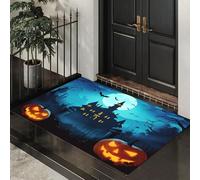 CEDNXOER Tappetino Per Halloween, Motivo A Orrore Casa Stregata, 3D, Divertente, Morbido, Motivo Infestato Cimitero Pipistrelli Per Halloween, Decorazione Per Soggiorno, Camera Da Letto 50 x 80 cm