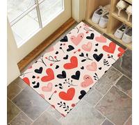 CEDNXOER Tappeto Amore Graffiti Ingresso Interno, Zerbino Tappeti Semplice Geometrico 50 x 80 cm Antiscivolo Lavabile in Lavatrice Rosa Tapette Cucina Camera da Letto Entrata Scendiletto