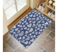 CEDNXOER Tappeto Amore Ingresso Interno, Zerbino Tappeti Semplice Graffiti 50 x 80 cm Antiscivolo Lavabile in Lavatrice Blu Navy Tapette Cucina Camera da Letto Entrata Scendiletto