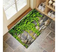 CEDNXOER Tappeto Antiche Mura Ingresso Interno, Zerbino Tappeti Campagna Piante 60 x 90 cm Antiscivolo Lavabile in Lavatrice Verde Tapette Cucina Camera da Letto Entrata Scendiletto