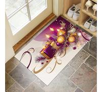 CEDNXOER Tappeto Natale Astratto Rami Pino Ingresso Interno, Zerbino Tappeti Semplice Candela 45 x 75 cm Antiscivolo Lavabile in Lavatrice, Bianco Tapette Camera da Letto Entrata Scendiletto