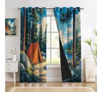 CEDNXOER Tende Oscuranti per Interni,2 Pezzi 120L x 200A cm Termiche Tende Camera da Letto,Retrò Boschivo Tenda Soppie Opache Antirumore,Una Foresta Tranquilla Tenda Camera per Soggiorno,Verde