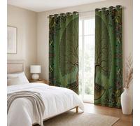 CEDNXOER Tende Oscuranti per Interni,2 Pezzi 140L x 300A cm Termiche Tende Camera da Letto,Splendido Fiore Tenda Soppie Opache Antirumore,Boemia Il Grande Albero Tenda Camera per Soggiorno,Verde