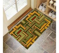 CEDNXOER Verde Oliva Zerbino Interno, Zerbino Ingresso a Pelo Corto Antico Egitto Geometria, Tappetino Antiscivolo Lavabile in Lavatrice, Stampa Labirinto Tappetino d'Ingresso per Cane 50 x 80 cm