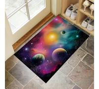CEDNXOER Zerbini per Interni 40 x 60 cm, Zerbini Morbidi Lavabili in Lavatrice Universo Pianeta, Assorbente Antiscivolo Basso Profilo Tappetino Spazio Nebulosa per Ingresso, Cucina Marrone