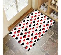 CEDNXOER Zerbini per Interni Bianco, Zerbini Morbidi Lavabili in Lavatrice Semplice Geometrico, Assorbente Antiscivolo Amore Graffiti a Basso Profilo per Ingresso, Cucina 50 x 70 cm