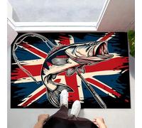 CEDNXOER Zerbini per Interni Blu, Zerbini Morbidi Lavabili in Lavatrice Linee Animali, Assorbente Antiscivolo Bandiera Trespolo a Basso Profilo per Ingresso, Cucina 50 x 80 cm