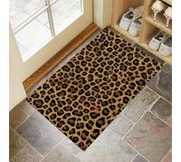 CEDNXOER Zerbini per Interni Marrone, Zerbini Morbidi Lavabili in Lavatrice Animali Texture, Assorbente Antiscivolo Classico Stampa Leopardata a Basso Profilo per Ingresso, Cucina 40 x 60 cm