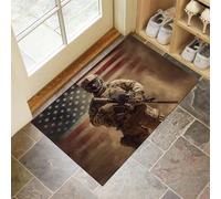 CEDNXOER Zerbini per Interni Marrone, Zerbini Morbidi Lavabili in Lavatrice Retro Guerriero, Assorbente Antiscivolo Ritratto Astratto a Basso Profilo per Ingresso, Cucina 90 x 150 cm