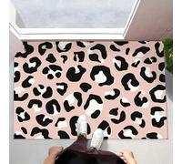CEDNXOER Zerbini per Interni Rosa, Zerbini Morbidi Lavabili in Lavatrice Animali Macchie, Assorbente Antiscivolo Stampa Leopardata Nera a Basso Profilo per Ingresso, Cucina 50 x 80 cm
