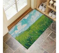 CEDNXOER Zerbini per Interni Verde, Zerbini Morbidi Lavabili in Lavatrice Astratto Piante, Assorbente Antiscivolo Campi Orizzonte a Basso Profilo per Ingresso, Cucina 50 x 80 cm