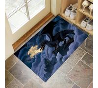 CEDNXOER Zerbino Antiscivolo di Benvenuto Antico Drago, lavabile Fantasia Castello Tappetino per Porta D'ingresso,Assorbente Tappeto 40 x 60 cm, Tappetini per Ingresso per Camera Blu