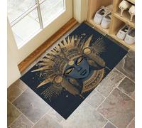 CEDNXOER Zerbino Antiscivolo di Benvenuto Regina Dell'Antico Egitto, lavabile Lusso Strisce Tappetino per Porta D'ingresso,Assorbente Tappeto 90 x 150 cm, Tappetini per Ingresso per Camera Blu Scuro