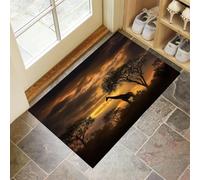 CEDNXOER Zerbino Ingresso Interno 45 x 75 cm,Antiscivolo Assorbente Tappeto Ingresso Tramonto Giraffa,Tappetino D'Ingresso Lavabile Africa Animali,Basso Profilo Zerbino Trappola Sporco