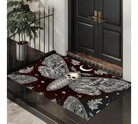 CEDNXOER Zerbino Ingresso interno 50 x 70 cm, Tappetini per Porte da Interno Lavabili Falena Teschio Teschio, Zerbino da Interno Antiscivolo Gotico Fasi Lunari, Tappetino Assorbente per Ingresso Nero