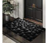 CEDNXOER Zerbino Ingresso interno 50 x 70 cm, Tappetini per Porte da Interno Lavabili Inquietante Teschio, Zerbino da Interno Antiscivolo Orrore Scheletro, Tappetino Assorbente per Ingresso Nero