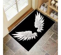 CEDNXOER Zerbino Ingresso interno 50 x 80 cm, Tappetini per Porte da Interno Lavabili Ali D'Angelo, Zerbino da Interno Antiscivolo Piume Astratte, Tappetino Assorbente per Ingresso Nero