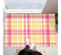 CEDNXOER Zerbino Ingresso interno 90 x 150 cm, Tappetini per Porte da Interno Lavabili Semplice A Strisce, Zerbino da Interno Antiscivolo Classico Scozzese, Tappetino Assorbente per Ingresso Giallo