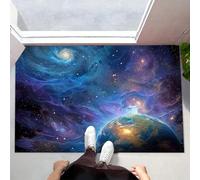 CEDNXOER Zerbino Ingresso interno 90 x 150 cm, Tappetini per Porte da Interno Lavabili Universo Terra, Zerbino da Interno Antiscivolo Sogni Stelle Galassie, Tappetino Assorbente per Ingresso Blu