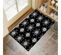 CEDNXOER Zerbino Ingresso Interno Nero, Antiscivolo Tappeto Semplice A Strisce, Tappetino Casa Lavabile Classico Floreale, Tappeto Trappola Sporco 45 x 75 cm, Basso Profilo Zerbino Cucina