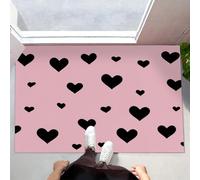 CEDNXOER Zerbino Ingresso Interno Rosa, Antiscivolo Tappeto Minimalismo Geometria, Tappetino Casa Lavabile Nero Amore, Tappeto Trappola Sporco 50 x 80 cm, Basso Profilo Zerbino Cucina