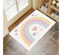 CEDNXOER Zerbino per Porte Lavabili 50 x 70 cm, Tappetino per Pavimenti Antiscivolo dell'interno Arcobaleno Carino, Tappetini Porte Basso Profilo Amore Geometria per Ingresso della Hall