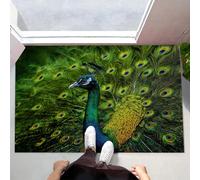 CEDNXOER Zerbino per Porte Lavabili 50 x 70 cm, Tappetino per Pavimenti Antiscivolo dell'interno Eleganza Pavone Piume, Tappetini Porte Basso Profilo Animali Selvatici per Ingresso della Hall