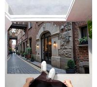 CEDNXOER Zerbino per Porte Lavabili 50 x 70 cm, Tappetino per Pavimenti Antiscivolo dell'interno Retrò Strada, Tappetini Porte Basso Profilo Città Architettura per Ingresso della Hall