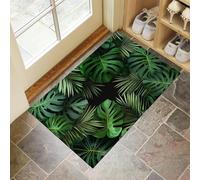 CEDNXOER Zerbino per Porte Lavabili 80 x 120 cm, Tappetino per Pavimenti Antiscivolo dell'interno Tropicale Foglie Palma, Tappetini Porte Basso Profilo Piante Della Giungla per Ingresso della Hall