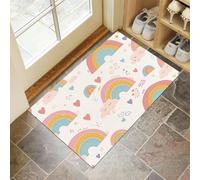 CEDNXOER Zerbino Trappola Sporco Bianco, Tappetino Antiscivolo Lavabile in Lavatrice Cartone Animato Amore, Tappeto Semplice Arcobaleno d'Ingresso con Microfibre Morbide Assorbenti Zerbino 45 x 75 cm