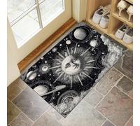 CEDNXOER Zerbino Trappola Sporco Nero, Tappetino Antiscivolo Lavabile in Lavatrice Semplice Luna, Tappeto Sogna Cielo Stellato d'Ingresso con Microfibre Morbide Assorbenti Zerbino 50 x 70 cm