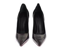 Cédric Charlier Gray Black Leather Suede Heels Pumps Shoes - EU36/US5.5