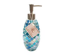 Cedro Rosa Blu, Verde Prism Vetro Mosaico Sapone Dispenser, Spazzola Argento,