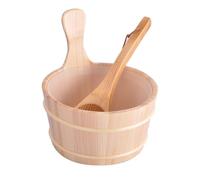 Cedro Secchiello Sauna - Secchio in Legno E Kit Mestolo | 4L in Legno con Bagno Maniglia per Sauna, Bagno a Vapore, Bagno, Casa